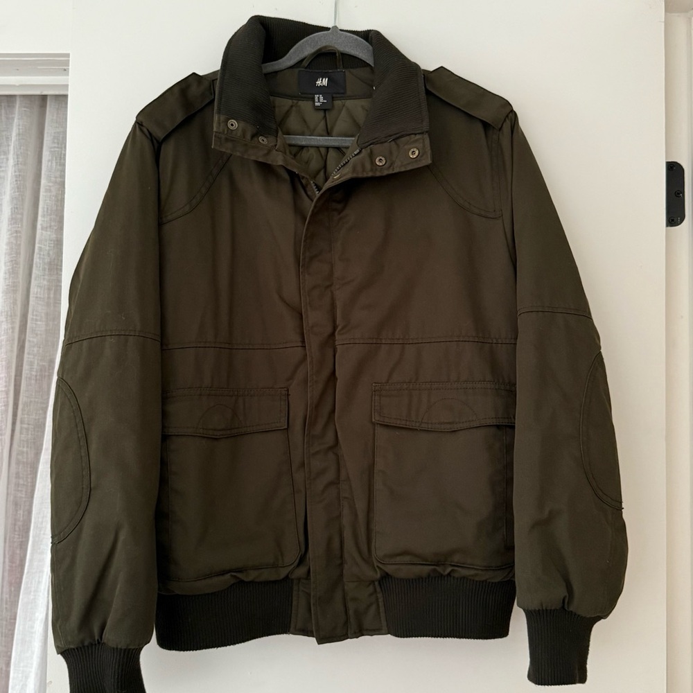 H&M Men's Dark Green Military Jacket